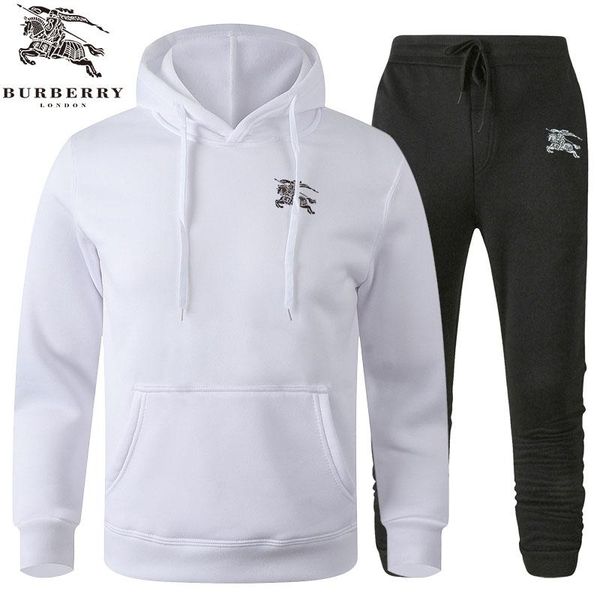 

búrberry tracksuit for men 2 pieces set new fashion jacket sportswear men tracksuit hoodie spring autumn clothes hoodies+pants, Gray