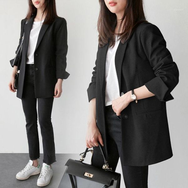 

autumn new small suit women's professional commuting south korean version 2020 long sleeve slim simple coat women trend1, White;black