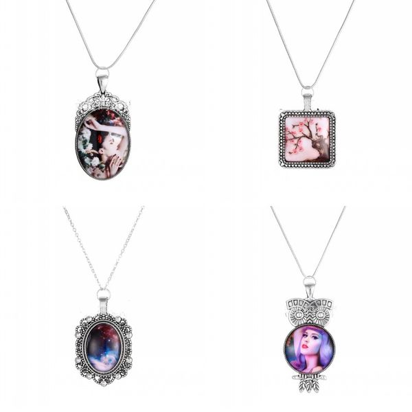 

lady sublimation blank metal chain diy jewelry girls women thermal transfer printing fashion alloy glass pendants necklace 7 5mk j2