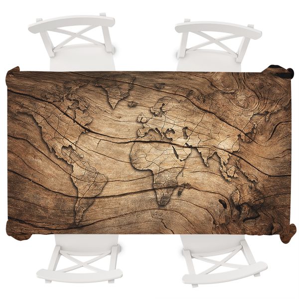 Anti-sporco grande tovaglia tovaglia impermeabile legno mappa del mondo tovaglia rettangolare matrimonio tovaglia rotonda copertura antiolio 201120