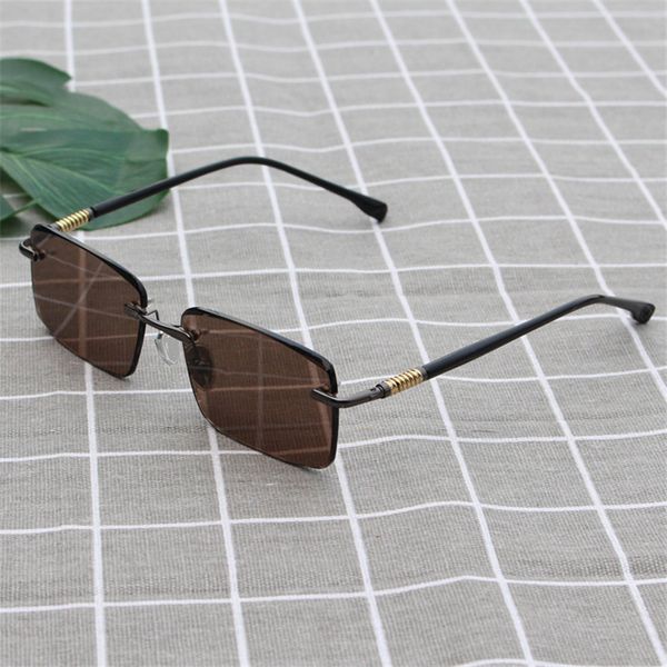 

vazrobe rimless glass sunglasses men brown crystal sun glasses for man anti eye dry protect uv400 anti scratch heavy stone male, White;black
