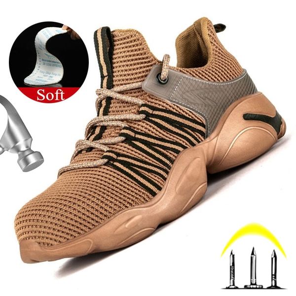 

lightweight steel toe work shoes safety boots breathable safety shoes puncture-proof work sneakers indestructible shoes 36-48 y200915, Black;brown