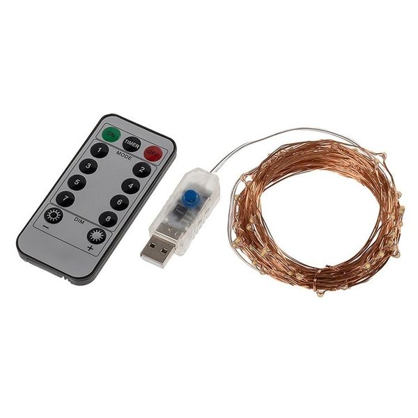 

new10m plug-in lights usb copper string 2m wire 20m 30m led fairy light with remote control 8mode timer christmas decor lamp 7