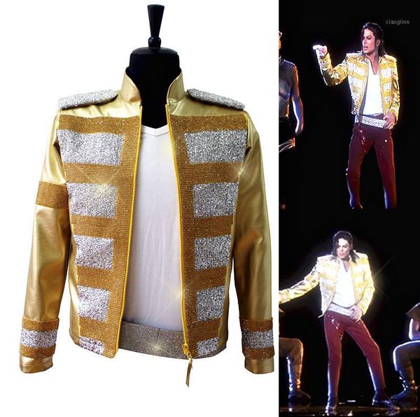 

rare mj michael jackson shocked new fashion 3d holographic slave to the rhythm live billboard music awards crystal golden jacket1, Black;brown