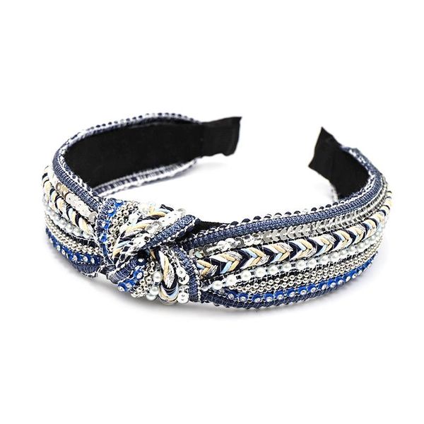 

cokk handmade богемная осечка для волос для волос для волос на завязанность навязки голова винтаж винтаж твист тюрбан аксессуары для волос ф, Blue;gray