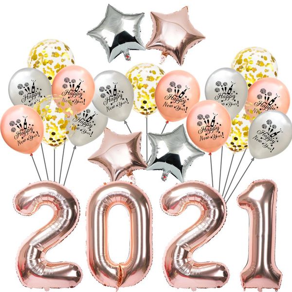 

amawill 32inch 2021 number foil balloon 2021 happy new year christmas decoration eve party disposable tableware kit supplies 7d qylmlm