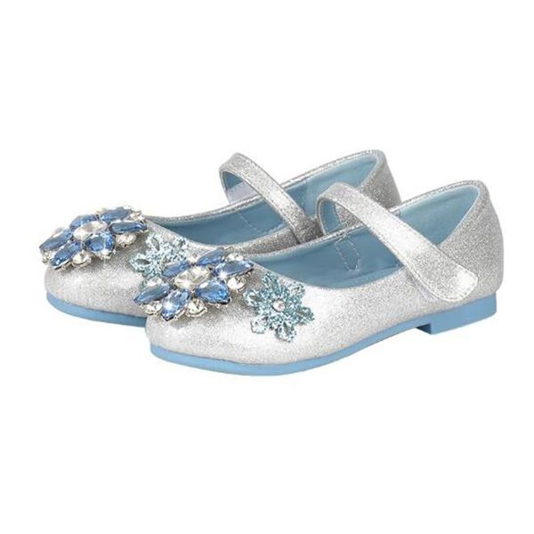 

flat shoes girls princess crystal 2021 spring little girl single shoe children show, Black;grey