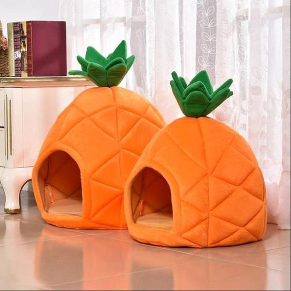 

pet dog pineapple house kennel winter warm nest soft foldable sleeping mat mat quality cotton cat bed puppy house new1