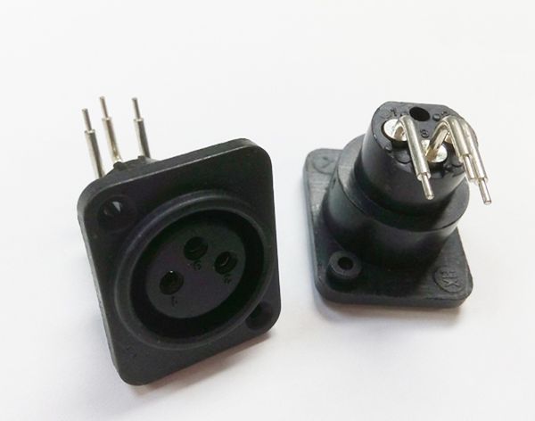 XLR 3-Pin-Buchse, rechtwinkliger Panel-Mount-Adapter-Stecker, schwarze Farbe, 6 Stück