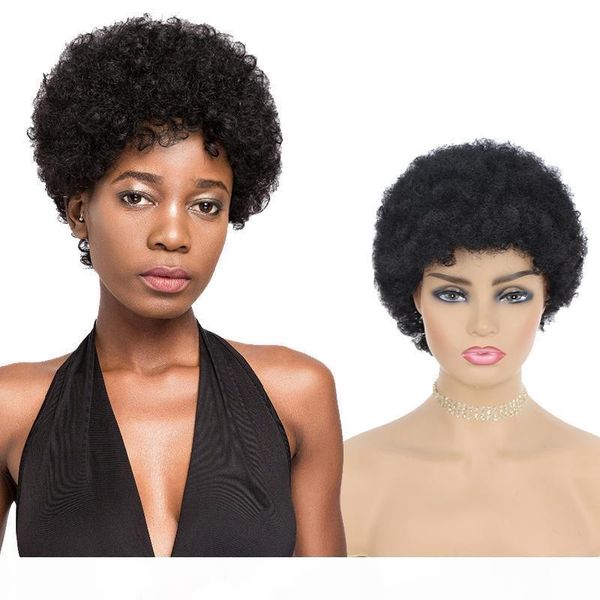 

human hari short afro kinky curly for women available black natural afro microwave roll african explosive head fluffy roll hair accessor, Black;brown