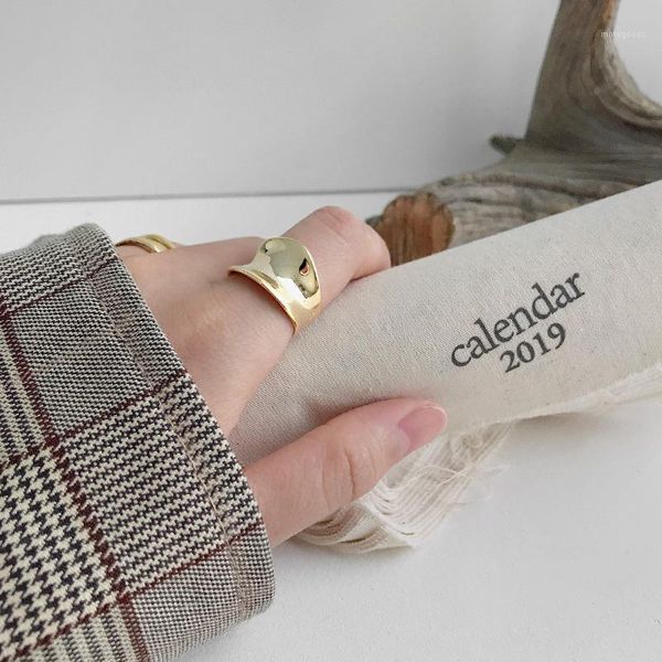 

wedding rings irregular concave wide surface gold silver color ring open finger for men women1, Slivery;golden