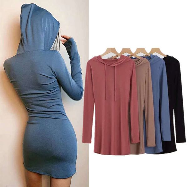 

and new ins autumn style spring round neck pullover slim fitting hooded sweater long sleeve dress women fashion, Black;gray