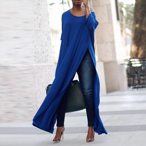 

2020 zanzea women off shoulder 3 4 sleeve high split long blouse solid loose ol work party pullover blusas plus, White