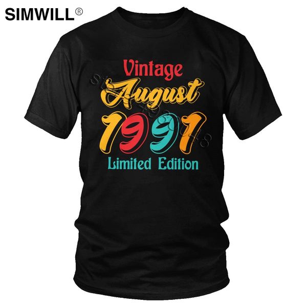 

male vintage august 1991 limited edition cool birthday gift tee short sleeve pure leisure trend hooded sweatshirt hoodie men t shirt