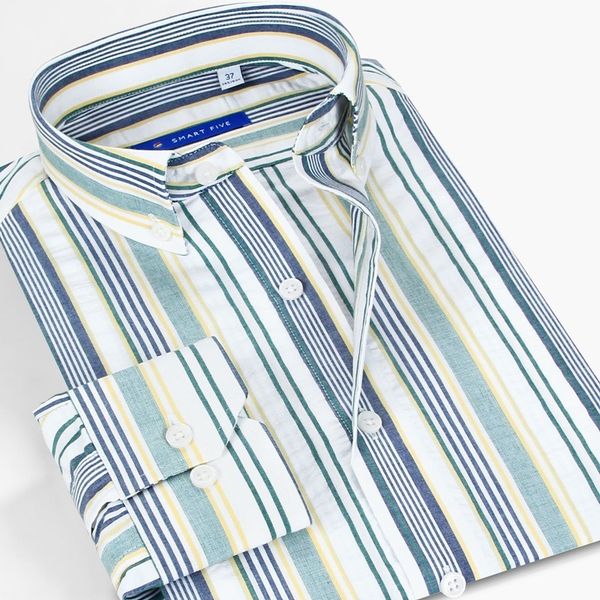 

2020 cotton intelligent five shirts from men's clothing of the glove long thin striped suit shirt spring mtm6, White;black