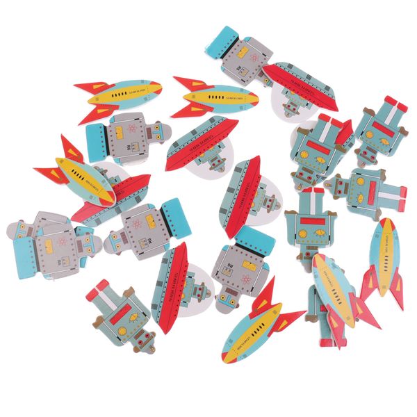 

24 pieces aviation robots spaceship rocket cupcake ers fruit cake picks baby shower favor decorations