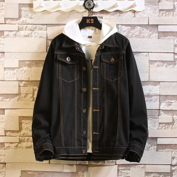 

men's jackets spring autumn denim jacket mens casual fashion korean version thickened keep warm, Black;brown