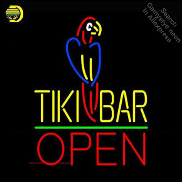 

tiki bar с попугаем открыть неоновый светильник знак неоновый знак реальный стеклянный трубку пивной бар паб световой знак магазин дисплей р