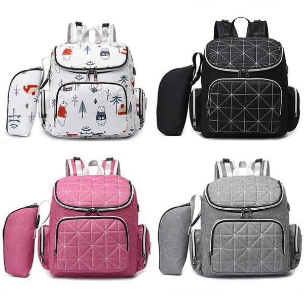 

2pcs fashion mummy maternity diaper bag large capacity nappy bag travel backpack nursing bags for baby care women's stroller