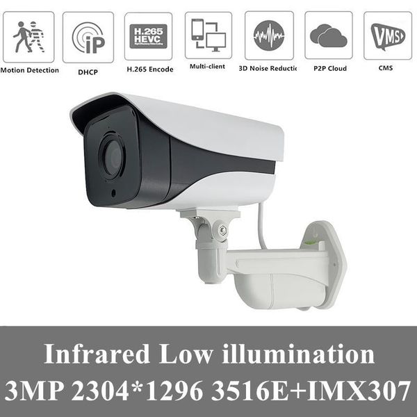 

2pcs sony imx307+3516e 3mp 2304*1296 ip outdoor camera ip66 waterproof low illumination onvif rtsp h.265 irc p2p1