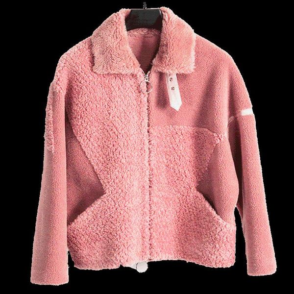 

coat real fur autumn winter women clothes 2020 100% wool jacket korean sheep shearing manteau femme 8010 yy1836, Black