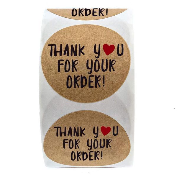 

order 500pcs kraft paper thank you for your sticker heart thanks for shopping small shop local gift packaging