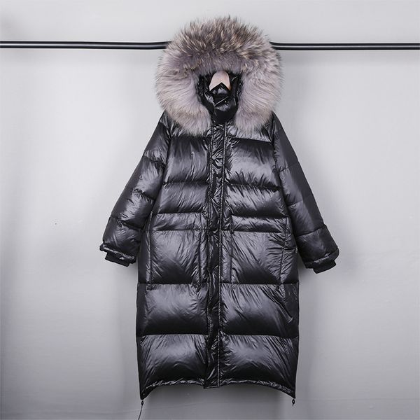 

pure natural winter leather duck women's paka, long feather thick hood coat, large size 2020