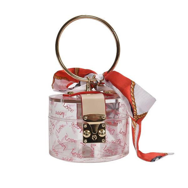 

women totes female shoulder bags chain handbags round iron ring transparent jelly ladies bucket bag brand designer handle