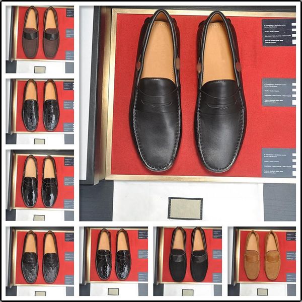 

cq7 genuine leather men loafers driving shoes suede moccasins designer loafers mens flats italian footwear 11, Black