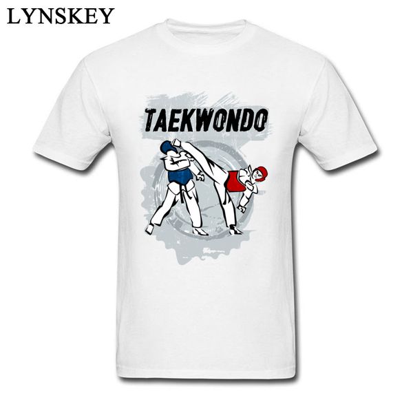 

sport cool design t-shirt taekwondo head kick cartoon print on men's pure cotton clothing tees wholesale
