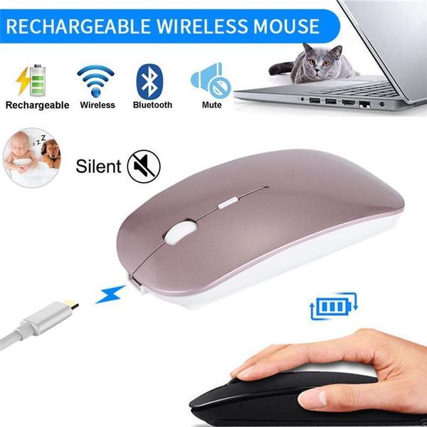 

mice 1600 dpi wireless mouse computer bluetooth silent pc mause rechargeable ergonomic usb optical for lappc1