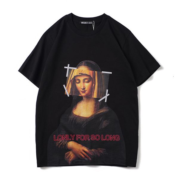 

luxury 2021 new male maria mona lisa hip shirt skateboard parkour street cotton t-shirts n158 39ee, White;black
