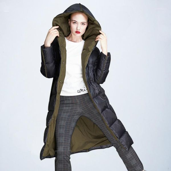 

2019 winter ruffles large fur collar with hood windproof elegant keep warm fashion new jacket evolution.1, Black