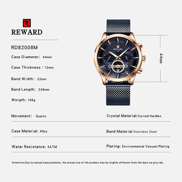 

relogio masculino reward мода мужские часы лучшие бренда роскошные кварцевые часы мужчины подарки водонепроницаемая нержавеющая сталь reloj, Slivery;brown