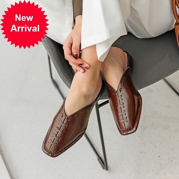 

2021 new fashion genuine black leather woman sandals 42 shoes 8xe2