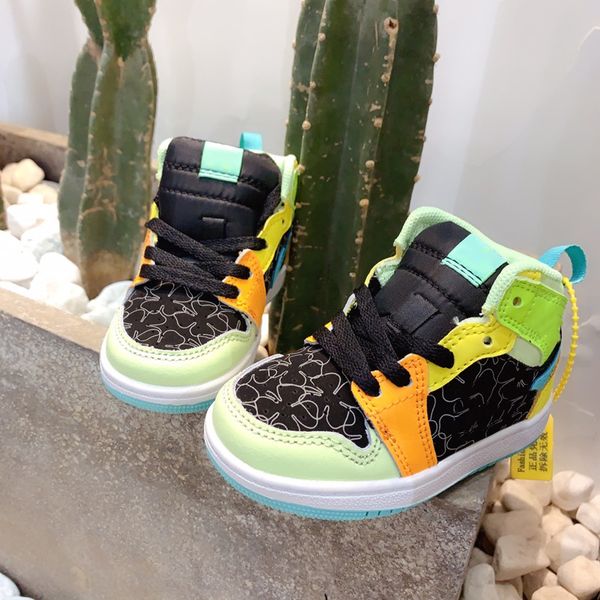 

2020 new luxury original single fashion design classic leather children's basketball shoes wear-resistant children's shoes ing, Black