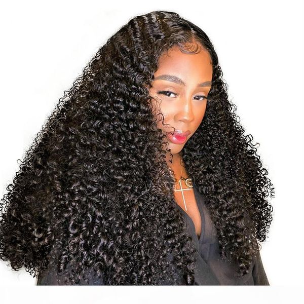 

13*6 kinky curly wigs for women 180% density curly lace frontal wig ali bff hd lace curly wig full lace front human hair wigs, Black;brown
