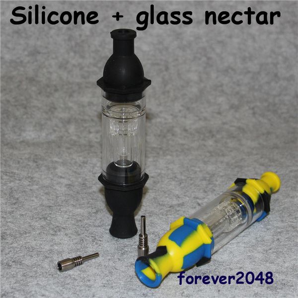 Nectar Bong Shisha Set Glas Ölbrenner Rohrbongs mit Titannagel Silikon Wasserpfeifen Fabrik Direktpreis