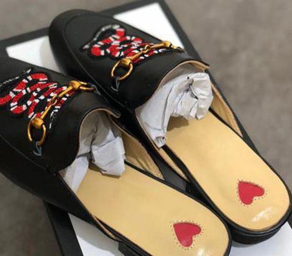 

ers mules flats genuine leather designer fashion metal chain ladies casual shoes us 5-12, Black