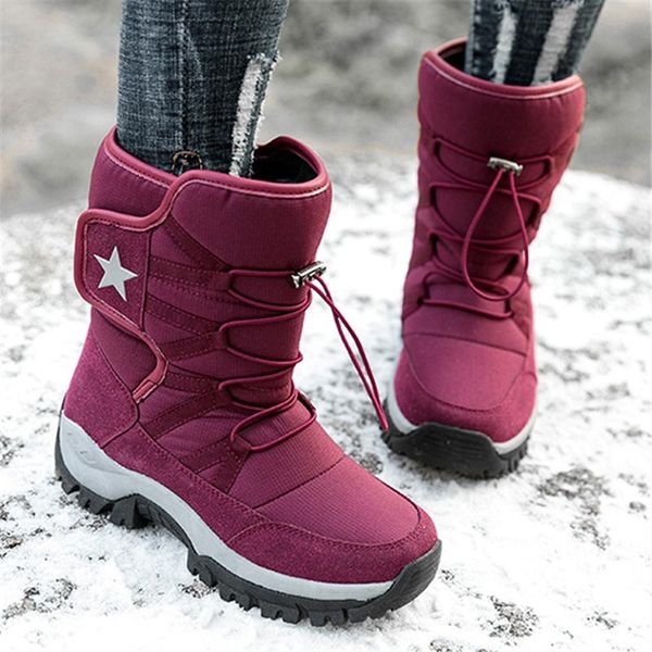 

boots enplei winter women snow waterproof ankle fashion woman warm couple shoes size 36-42, Black