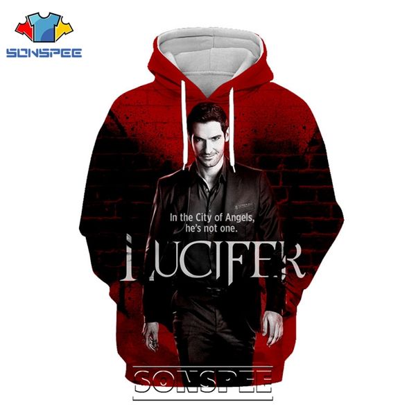 

sonspee 3d print lucifer morningstar hoodie men women casual oversized coat streetwear hip hop pullover santanic sweatshirt c0127, Black