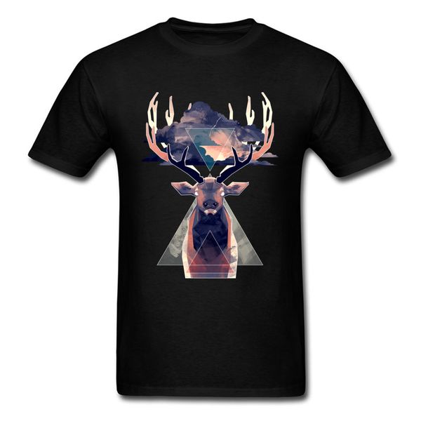 

thunder deer geometry tshirt simple style 2018 new fashion mens tee clothes crew neck sport hooded sweatshirt hoodie men t shirt