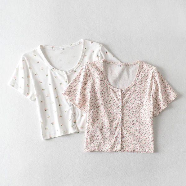 

women's blouses & shirts 2021 summer women and blouse short sleeve button up shirt o neck korean floral crop casual, White