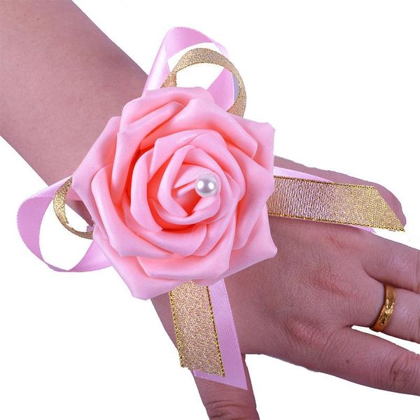 

decorative flowers & wreaths handmade wedding wrist flower rose bride bridesmaid women hand artificial decoration supplies