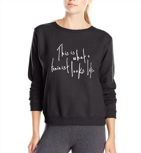 

personality women sweatshirt this is what a feminist looks like print woman hoodies 2020 spring winter fashion fleece pullover, Black