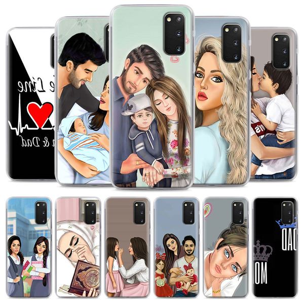 

case coque for samsung galaxy s20 ultra s8 s9 s10e s10 lite s7 note 8 9 10 plus hard cover mom dad baby family