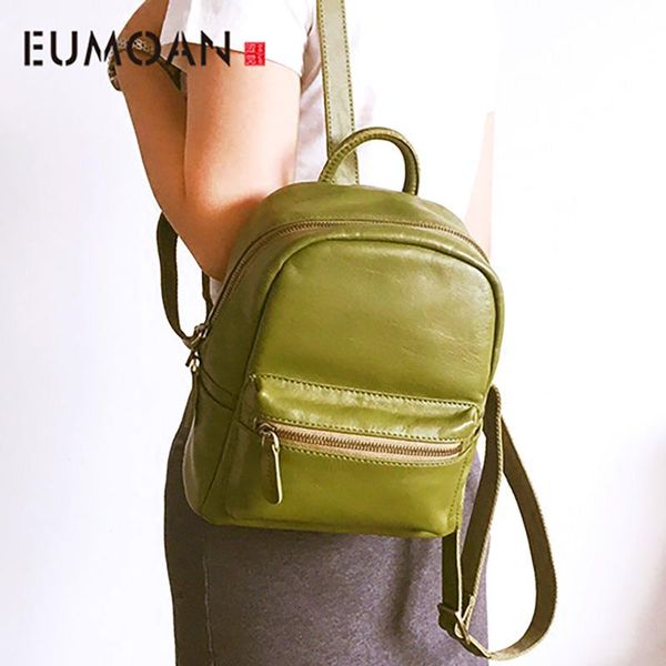 

eumoan women's leather backpack, cowhide mini backpack, women's small travel bag