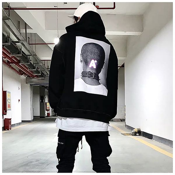 

2021 new arnodefrance men and women colorful portrait high street punk style fashion casual hoodie couple vurv, Black