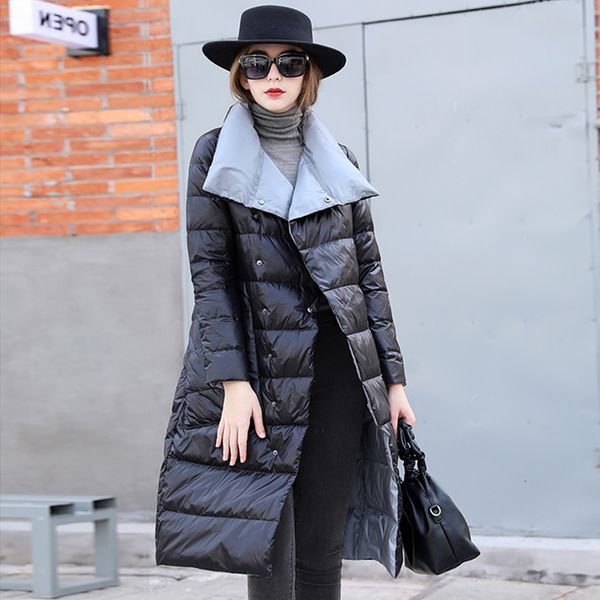 

faced parka, winter 2020 long hair duck double button warm paka, women's feather coat, 90% of clothes