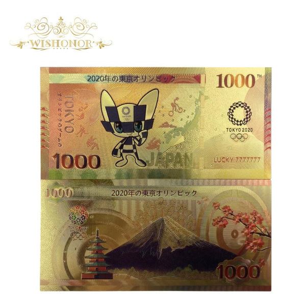 

1pcs new design 2020's color japan banknote 10000 yen banknotes in 99.9 gold plated fake paper money for collection sqcnhp